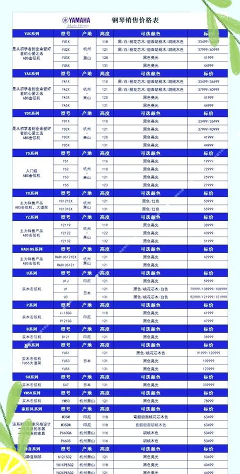 雅马哈钢琴2024价目表